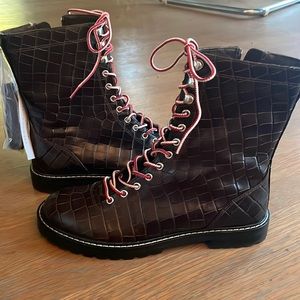 New with tags! J Crew Brown Crocodile Combat Boots
